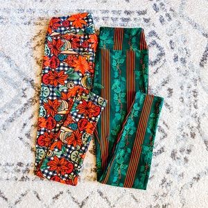 Holiday Leggings Christmas Duo One Size Fits 0-10 LIKE NEW LuLaRoe